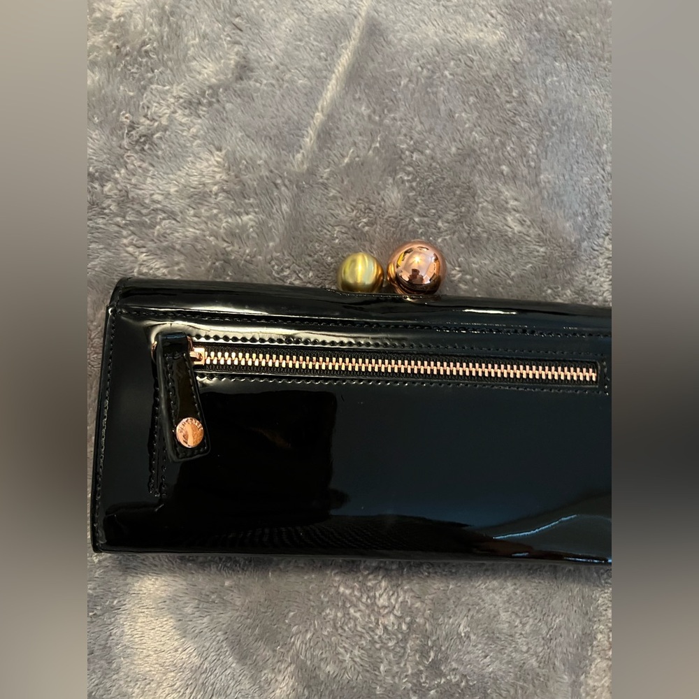 Ted Baker Glossy Black Wallet with Gold and Pink Clasp - Picture 3 of 4